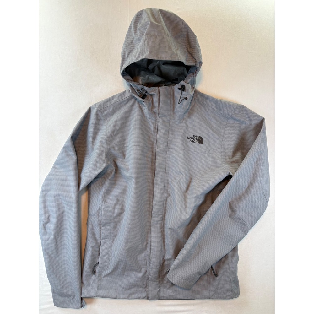 The North Face Mens Hyvent 2.5L Rain Jacket Gray Hooded Shell Small